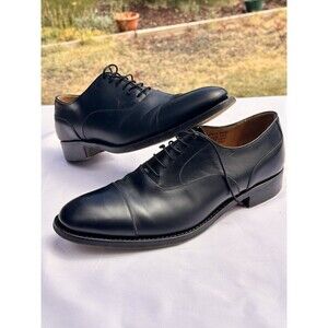 HARRIS Men’s Black Cap Oxford 9.5 CalfSkin Premium Dress Shoes Italy 10.5 Black